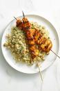 <p>You’ll be hooked on harissa, the North African chili paste used to glaze the chicken, once you try it. It’s great on vegetables, too!</p><p>Get the <a href="https://www.goodhousekeeping.com/food-recipes/a42842/grilled-chicken-kabobs-recipe/" rel="nofollow noopener" target="_blank" data-ylk="slk:Grilled Chicken Kabobs recipe;elm:context_link;itc:0;sec:content-canvas" class="link "><strong>Grilled Chicken Kabobs recipe</strong></a><em>.</em></p>