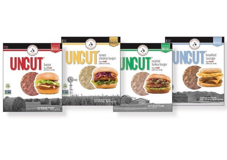 Four packages of burgers in different flavors