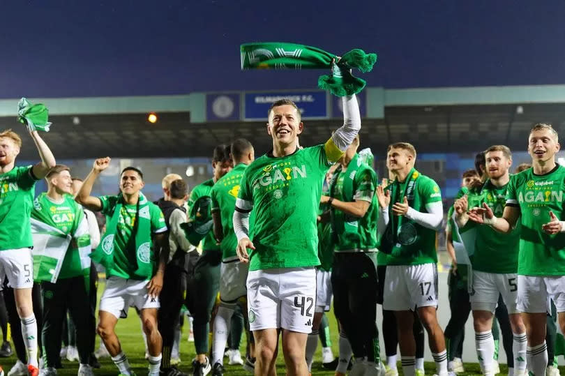 Celtic skipper Callum McGregor leads the celebrations