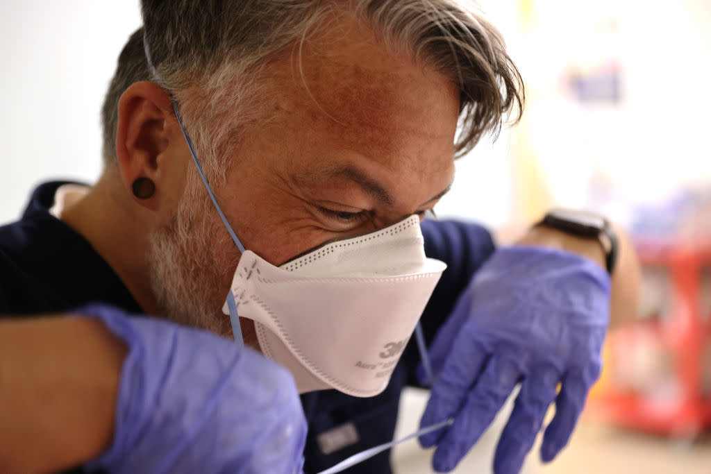 Person wearing an N95 mask