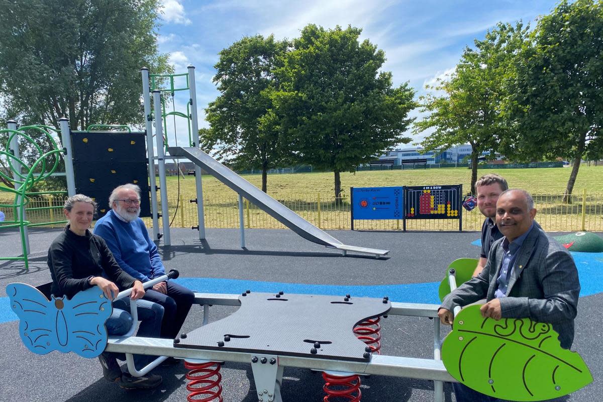 Local councillors shared the next steps in the Buckhurst Field improvement project while visiting the newly opened play park <i>(Image: Newsquest)</i>