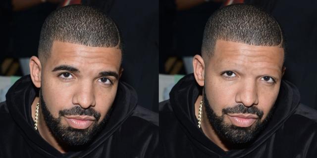 drake without eyebrows and teeth