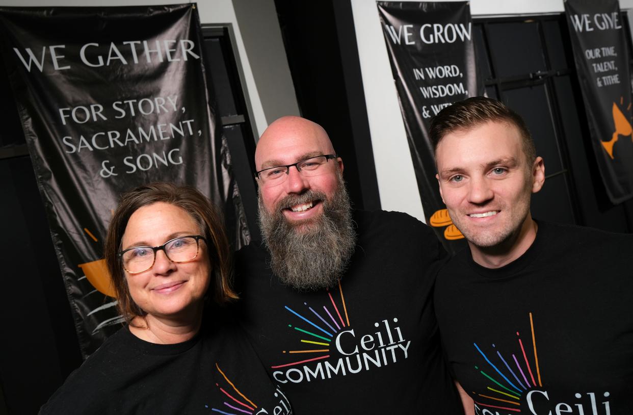 Ceili Community is a new United Methodist Church started in the southwest Oklahoma City metro area. From left are Marti Duggan, hospitality director; the Rev. Levi Duggan, senior pastor; and Nick Bailey, executive pastor.
