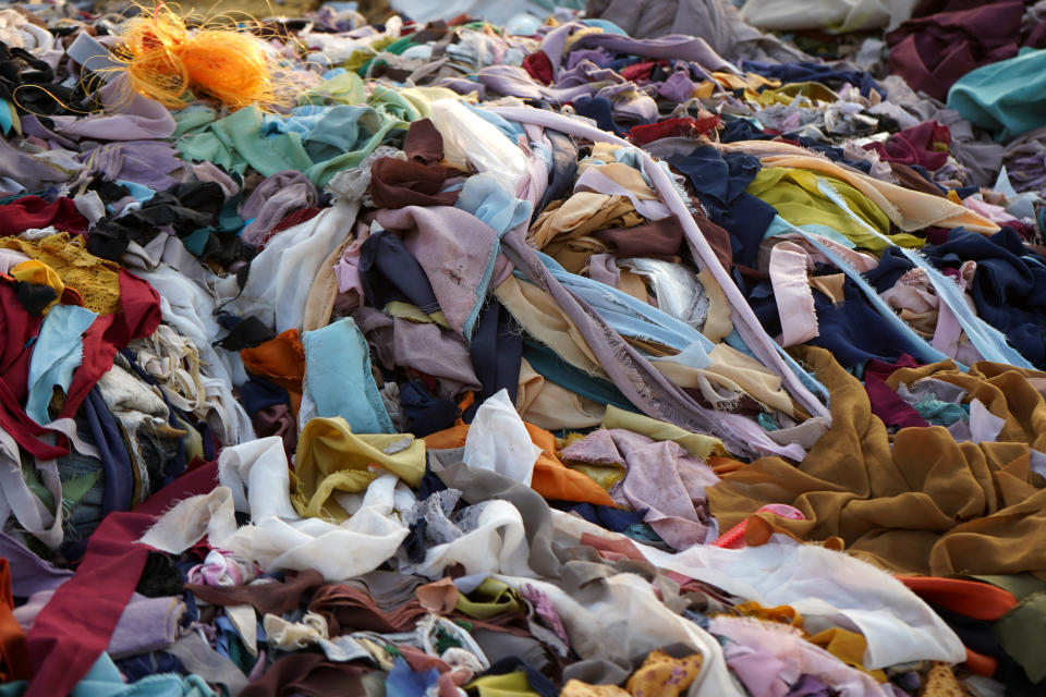 Textile Garbage pile in the landfil
