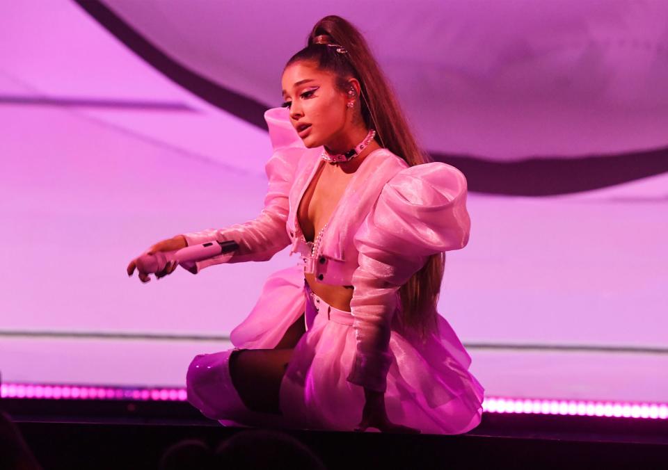 Ariana Grande performs onstage during the 'Sweetener World Tour.' (Photo: Kevin Mazur/Getty Images for Ariana Grande)
