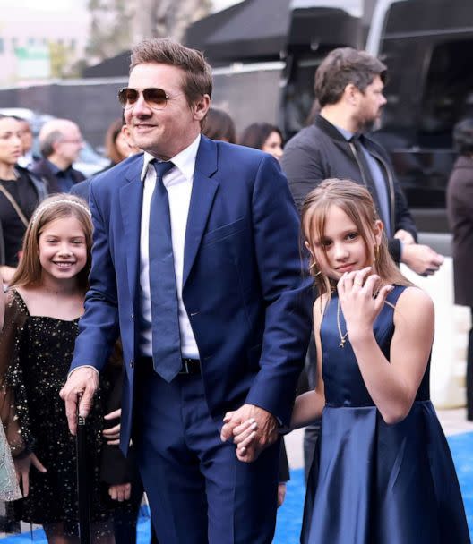 PHOTO: Jeremy Renner and Ava Berlin Renner attend the Los Angeles premiere of Disney+'s original series 'Rennervations' April 11, 2023 in Los Angeles. (Matt Winkelmeyer/Getty Images)