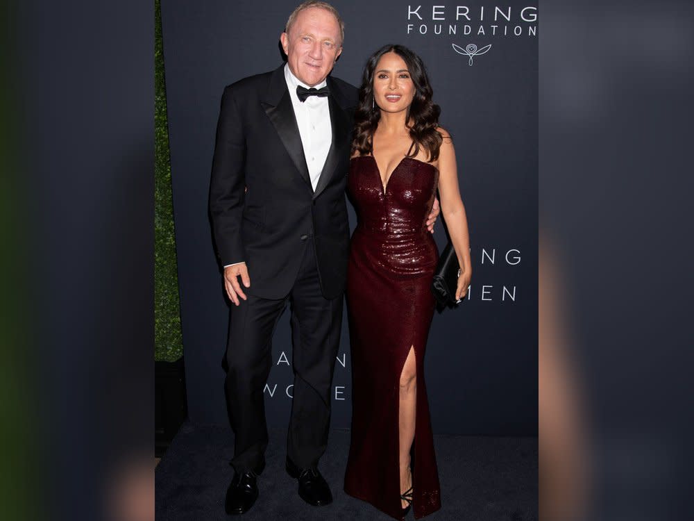 Salma Hayek und Ehemann François-Henri Pinault beim Dinner der Kering Foundation in New York. (Bild: imago/Future Image)