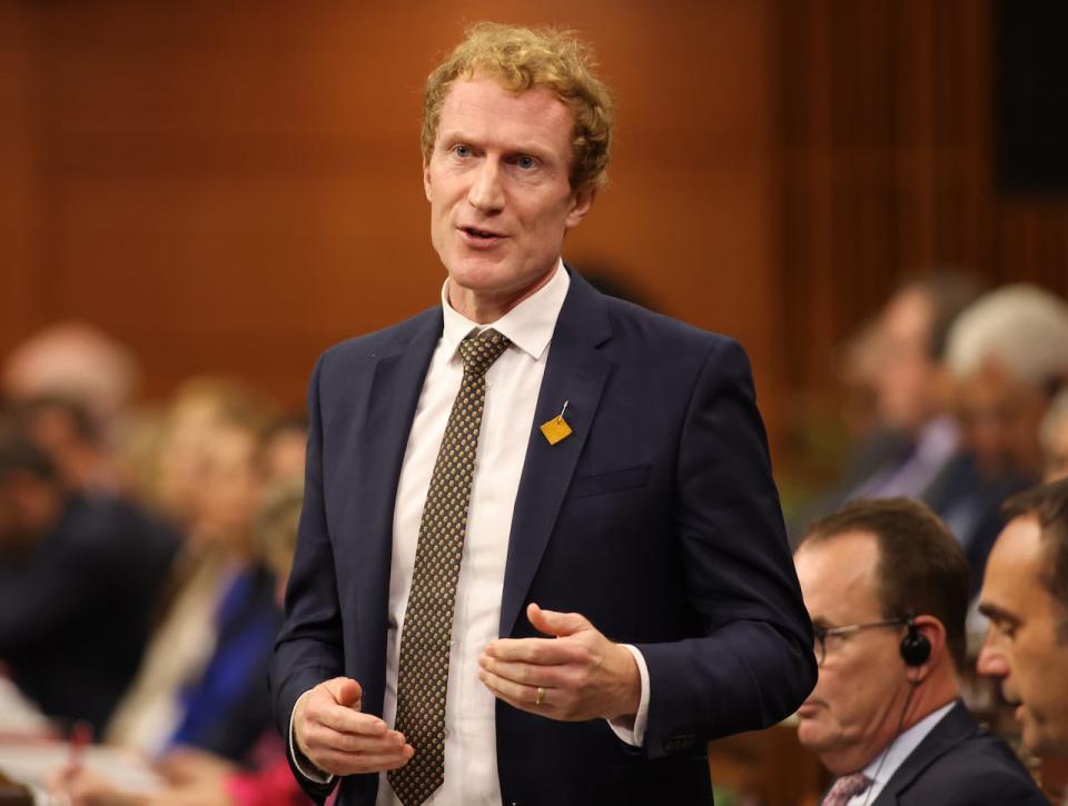 Minister of Immigration, Refugees and Citizenship Marc Miller rises during Question Period in the House of Commons on Parliament Hill on Sept. 21, 2023. He says there are security concerns for Palestinians fleeing the Gaza war. 