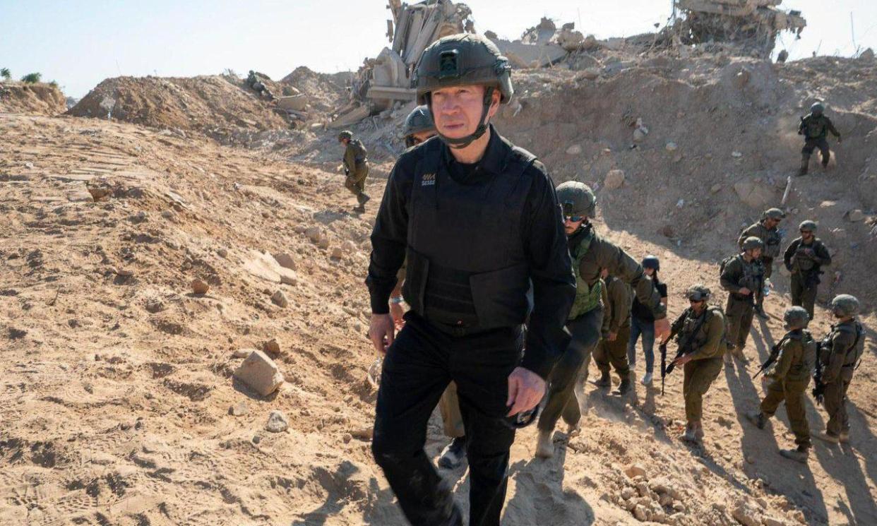 <span>Israeli defence minister Yoav Gallant visits IDF troops in August deployed to the Rafah area and Philadelphi corridor.</span><span>Photograph: Ariel Hermoni/Israel Mod/ZUMA Press Wire/REX/Shutterstock</span>