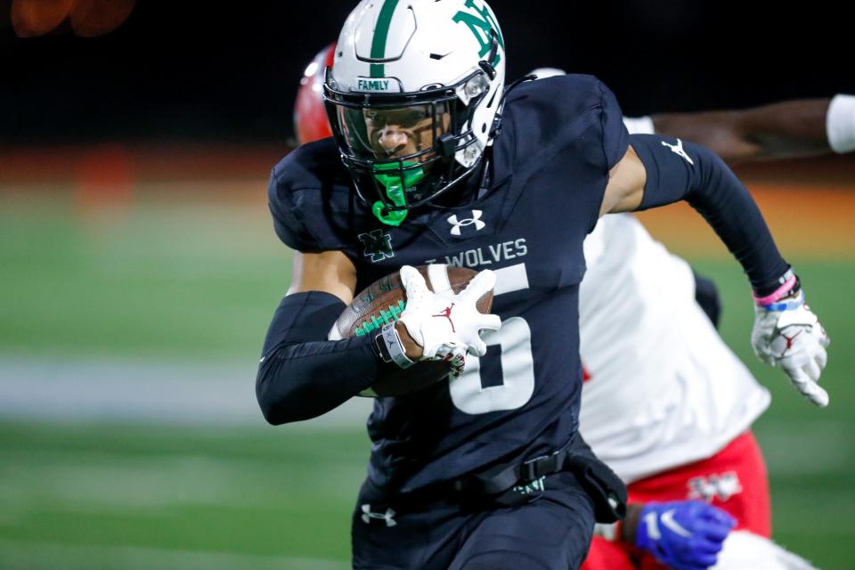 Norman North’s Mason James scores a touchdown against Westmoore on Oct. 27 in Norman.