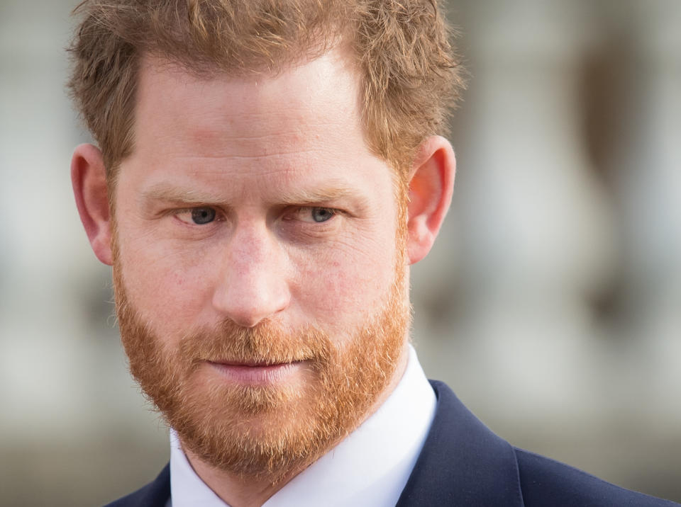 LONDON, ENGLAND - JANUARY 16: Prince Harry, Duke of Sussex hosts the Rugby League World Cup 2021 draws for the men's, women's and wheelchair tournaments at Buckingham Palace on January 16, 2020 in London, England. (Photo by Samir Hussein/WireImage)