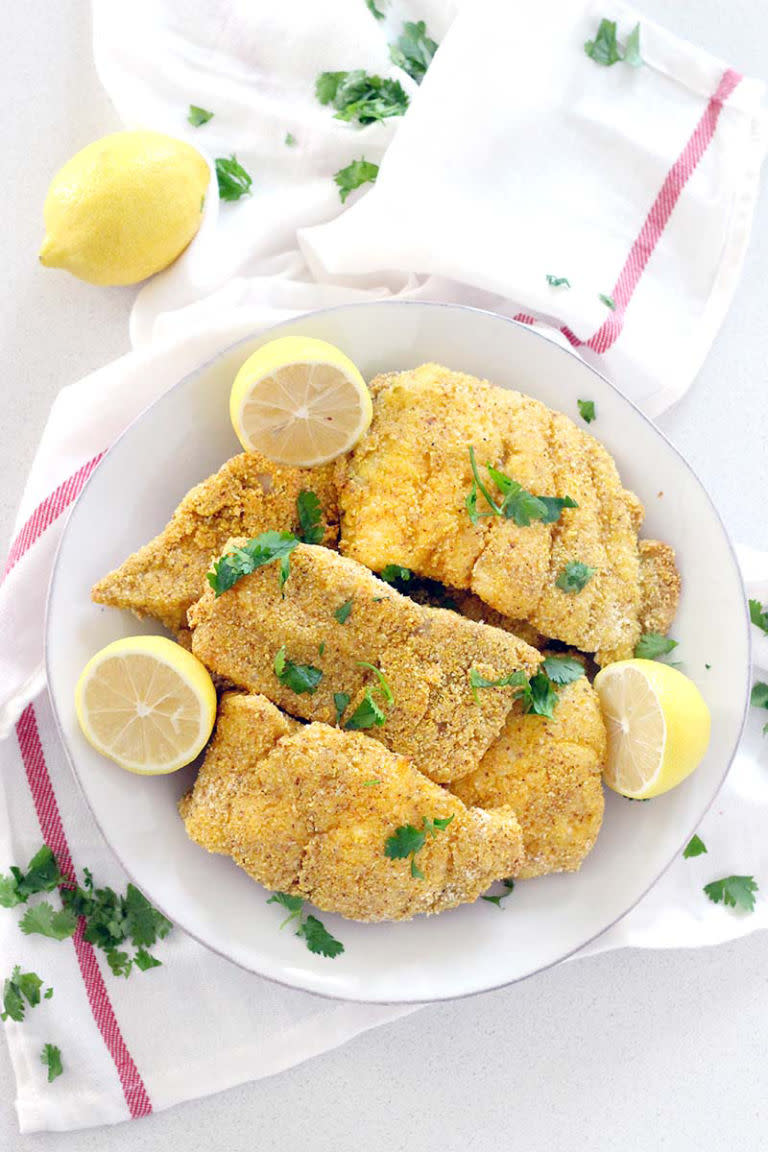 <p>Add some more vitamin D to this fishy recipe by opting for fortified eggs.</p><p><em>3 oz of catfish have 425 IU of vitamin D (70% DV for people under 70, 53% for people 70+).</em></p><p>Grab the recipe from <a rel="nofollow noopener" href="http://www.bowlofdelicious.com/2016/09/07/four-ingredient-southern-style-oven-fried-catfish/" target="_blank" data-ylk="slk:Bowl of Delicious;elm:context_link;itc:0;sec:content-canvas" class="link ">Bowl of Delicious</a>.</p>