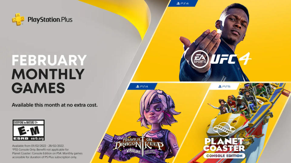 PS Plus free games for February 2022.
