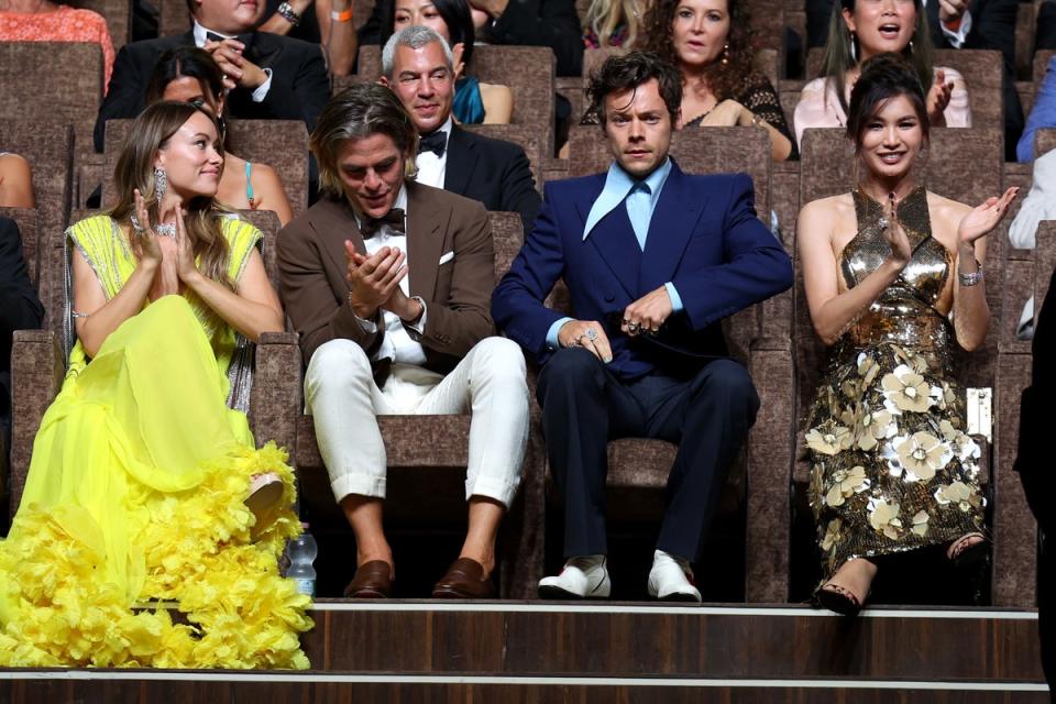 Olivia Wilde, Chris Pine, Harry Styles, Gemma Chan and Florence Pugh attend the Campari Passion For Film 2022 Award during the 79th Venice International Film Festival (Getty Images)