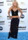 Worst dressed: Jenny McCarthy showed off her stomach in a crop top and cut-out maxi skirt.