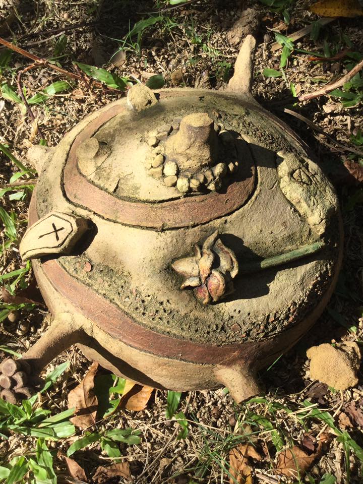 The round ceramic ball had protrusions that looked like barnacles. 