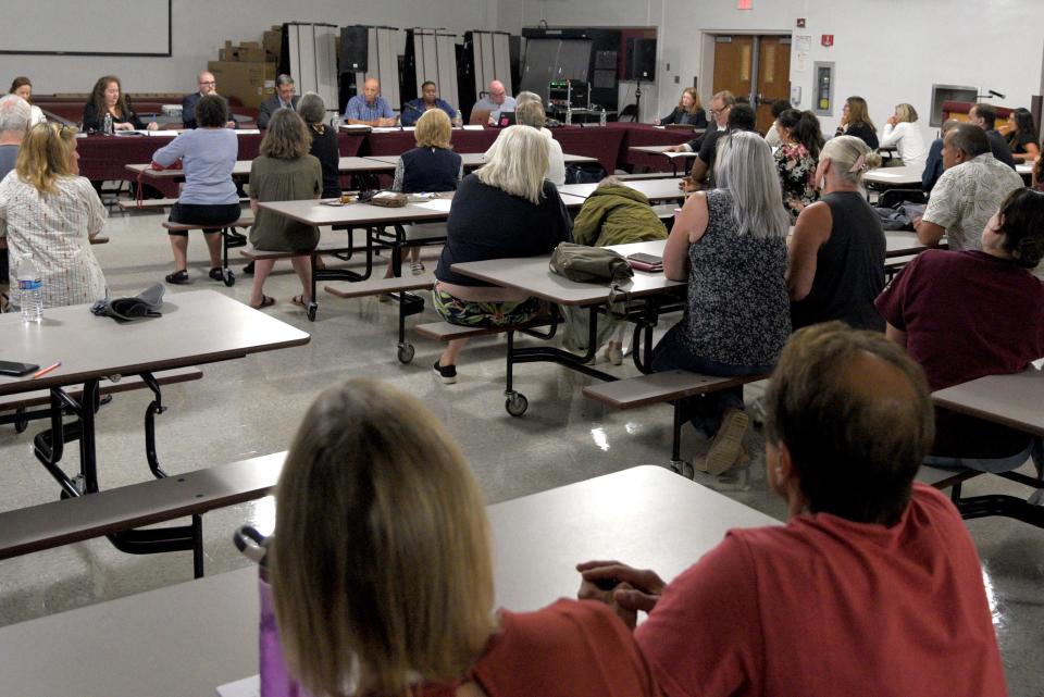 About 100 members of the public came out to a Red Bank Regional High School Board of Education meeting in support of RBR Dreamers Club on Monday, September 11, 2023 at Red Bank Regional High School in Little Silver, New Jersey. 