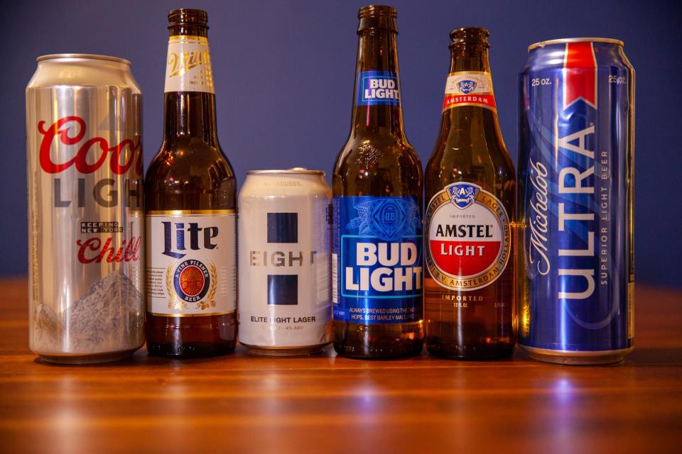 Light beer lineup, Coors, Miller, Eight, Bud, Amstel, Michelob Ultra