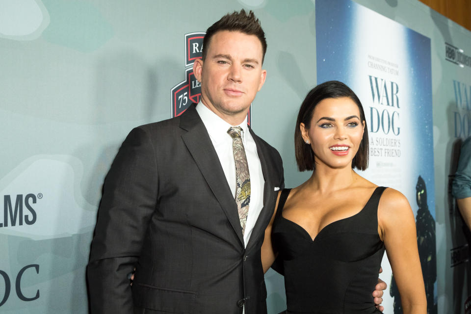 LOS ANGELES, CALIFORNIA - NOVEMBER 06:  Executive Producer Channing Tatum and wife Jenna Dewan Tatum  attend the HBO And Army Ranger Lead The Way Fun Present The Premiere Of "War Dog: A Soldier's Best Friend" at Directors Guild Of America on November 6, 2017 in Los Angeles, California.  (Photo by Greg Doherty/Getty Images)