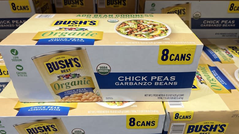 Box of Bush's canned chickpeas 