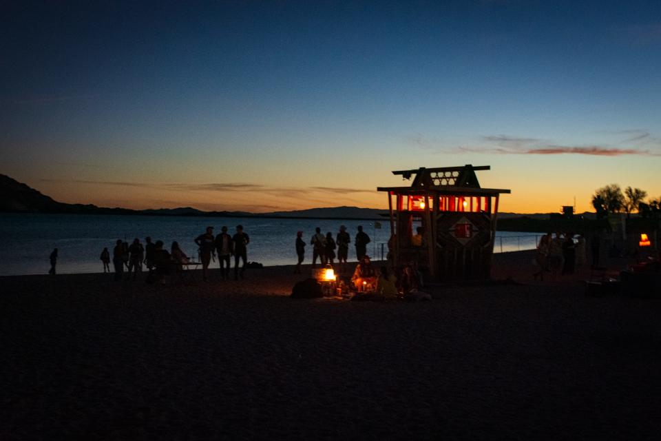 The sun goes down at Desert Daze in Perris, Calif. on November 12, 2021.