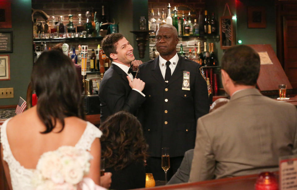 Andy Samberg and Andre Braugher in “Brooklyn Nine-Nine” - Credit: Courtesy of Vivian Zink / NBC