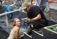 Director Juan Antonio Bayona and Naomi Watts on the set of Summit Entertainment's "The Impossible" - 2012