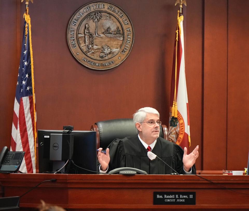 Circuit Judge Randell Rowe oversees the penalty phase retrial of Troy Victorino and Jerone Hunter for their role in the Deltona "Xbox murders" on Tuesday, April 25, 2023.