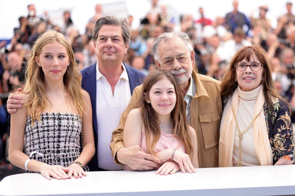 Romy Croquet, Roman Coppola, Cosima Mars, Director Francis Ford Coppola and Talia Shire in Cannes for ‘Megalopolis’ (Getty Images)