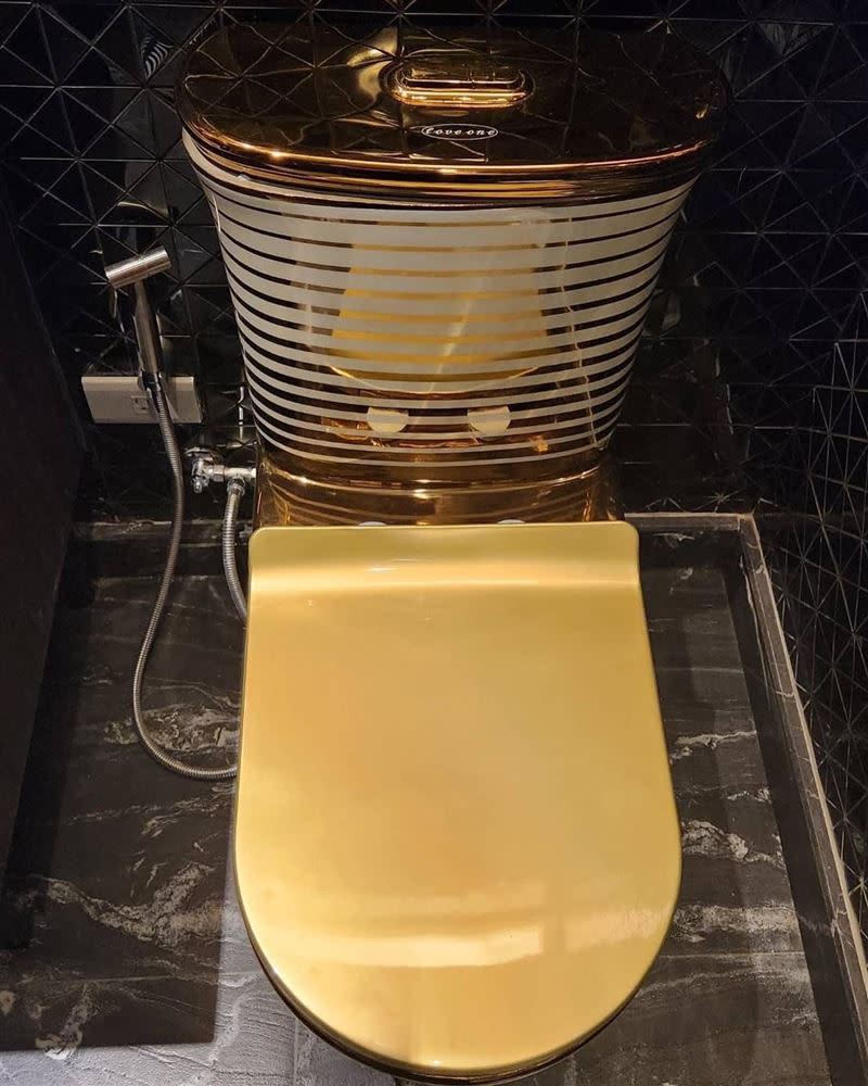 廁所內的金馬桶也是其特色之一。(圖/翻攝自台南式 Tainan Style)