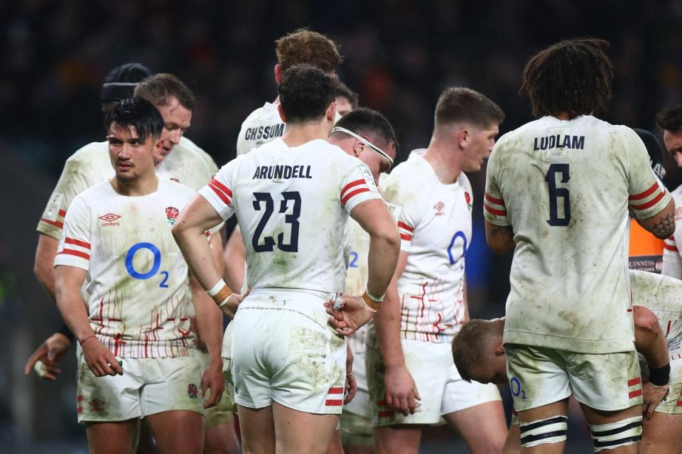 Record-breaking loss: England were blown away by France on a sobering evening at Twickenham (REUTERS)