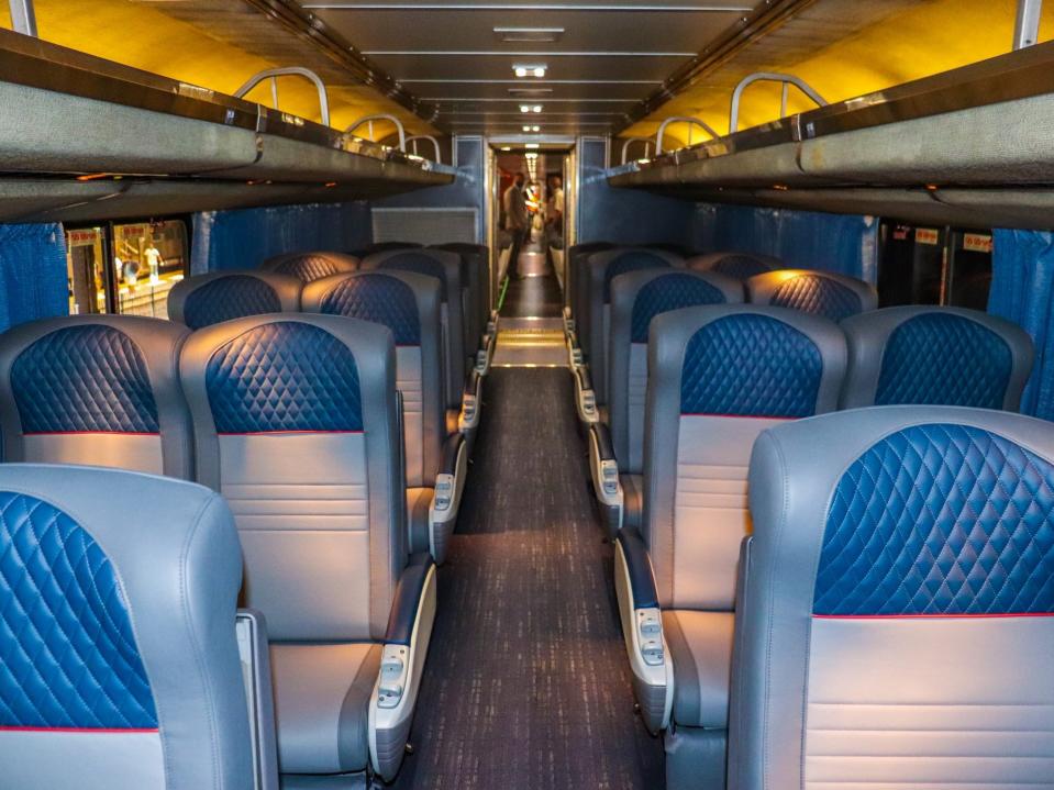 Inside the coach cabin of an Amtrak Superliner - Amtrak Upgraded Long Distance Trains 2021