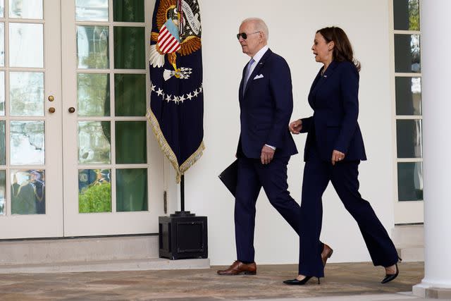 AP Photo/Carolyn Kaster President Joe Biden and Vice President Kamala Harris, who are running for reelection in 2024, walk and talk at the White House