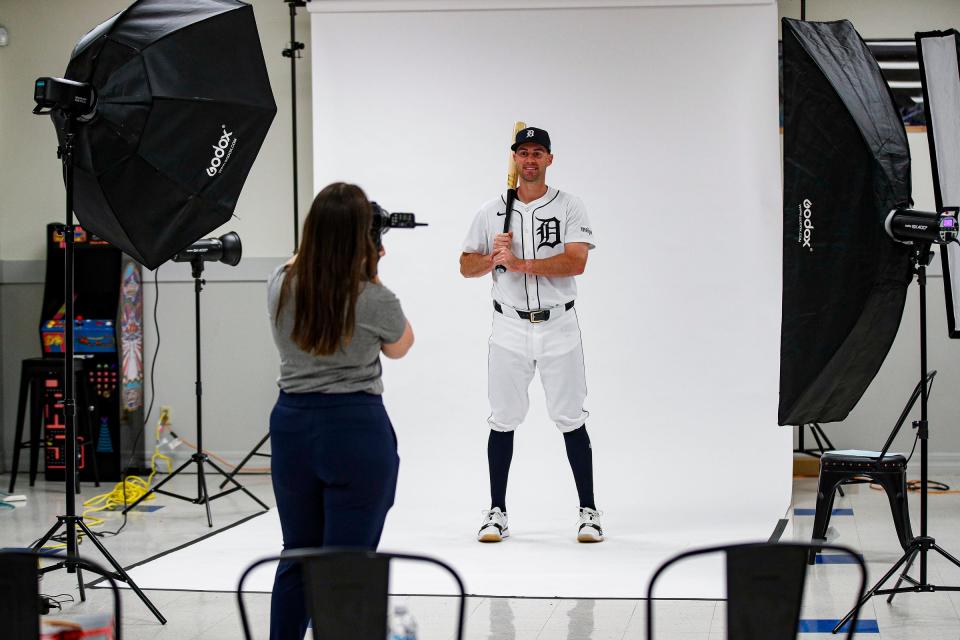 Detroit Tigers infielder Ryan Kreidler during picture day at TigerTown in Lakeland, Fla. on Friday, Feb. 23, 2024.