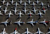 FILE PHOTO: Grounded Boeing 737 MAX aircraft are seen parked at Boeing Field in Seattle