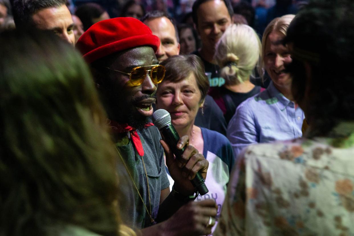 Singer Eric Burton of Black Pumas ends the band's 2019 "Austin City Limits" debut performance in the audience. The band will return to kick off the show's 50th season with a taping Feb. 20.