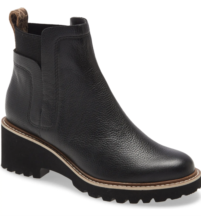 Dolce Vita Huey H20 waterproof ankle boot in black leather (Photo via Nordstrom)