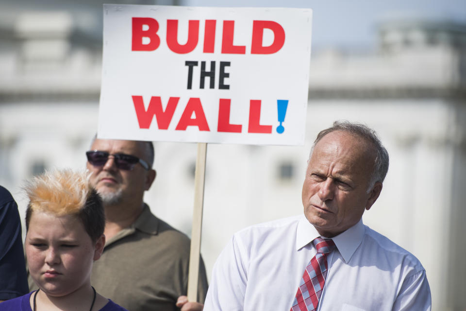 <span class="s1">Steve King attends a rally in September to highlight crimes committed by illegal immigrants. (Photo: Tom Williams/CQ Roll Call)</span>