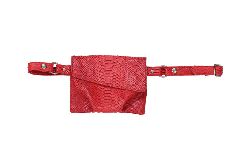 This ultra chic hands-free belt bag allows you to bop about town without a shoulder bag weighing you down. The pouch can be looped though pants, fastened across your waist or transformed into a lightweight crossbody. It's made of vegan snakeskin and lined with vegan suede. The brand is a favorite among celebrities such as Kim Kardashian, Sarah Jessica Parker and Taryn Manning. With each bag purchased, customers choose whether to plant five trees or give fifty meals to children in need through the company&rsquo;s partnerships with One Tree Planted or No Kid Hungry organizations. &lt;br&gt;&lt;br&gt; <strong><a href="http://magalidesigns.com/red-vegan-snakeskin-hollywood-bag/">Magali Designs: Red Vegan Snakeskin Hollywood Bag, $129﻿</a></strong>