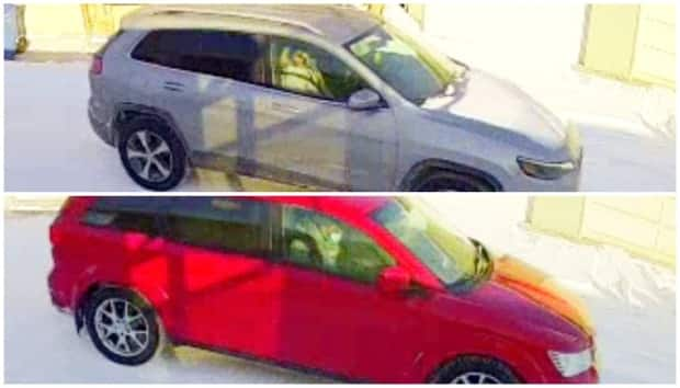 Calgary police believe these two vehicles were used to flee the scene of a shooting that took place on Feb. 9.  (Calgary Police Service - image credit)