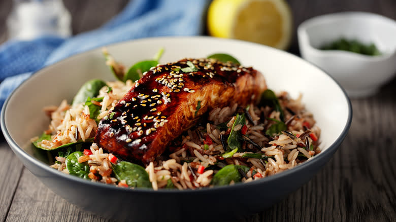 salmon grain bowl