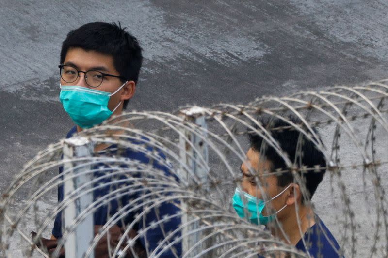 Pro-democracy activist Joshua Wong is seen in Lai Chi Kok Reception Centre, in Hong Kong