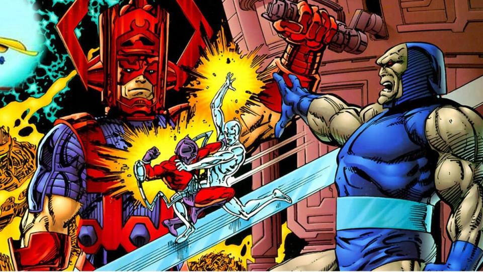John Byrne's art for his epic crossover Darkseid vs. Galactus: The Hunger.