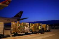 The International Committee of Red Cross (ICRC) sends cargo to Ukraine, during the coronavirus disease (COVID-19) outbreak, at Cointrin Airport in Geneva