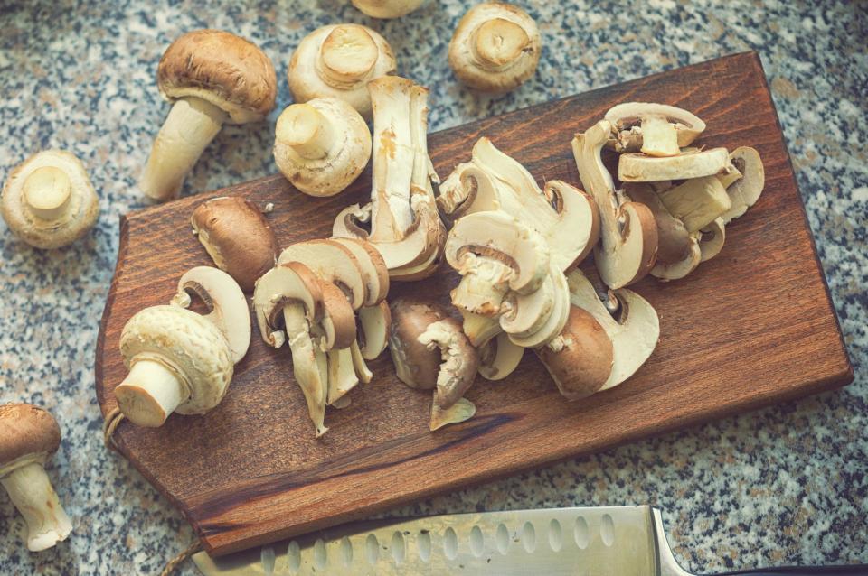 Fresh chopped Portobello mushrooms.