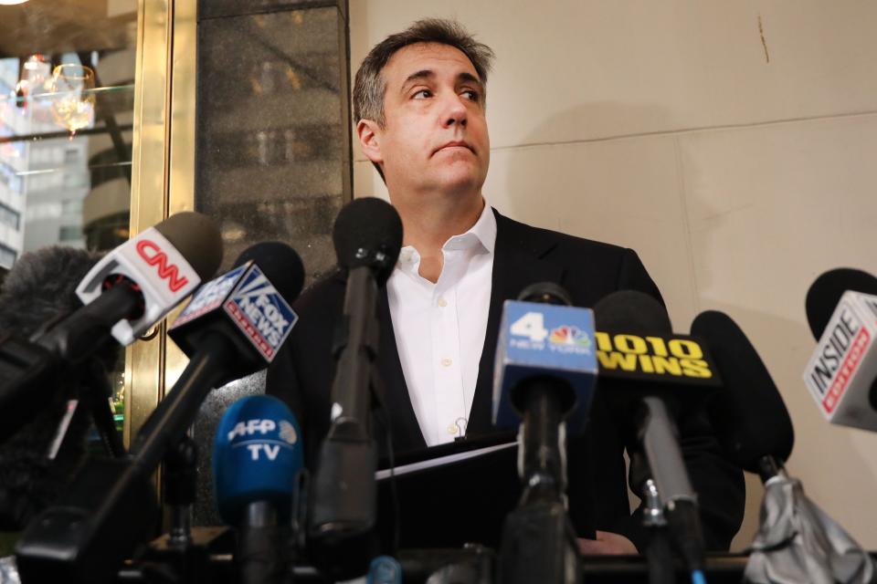 Michael Cohen, the former personal attorney to President Donald Trump, speaks to the media before departing his Manhattan apartment for prison on May 6, 2019 in New York City.