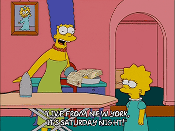 Marge Simpsons says "Live from New York, it's Saturday night"