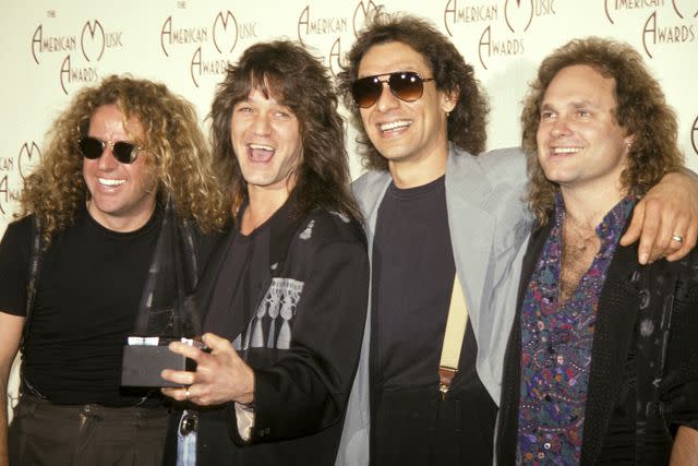 <p>Jim Smeal/Ron Galella Collection via Getty </p> Sammy Hagar, Eddie Van Halen, Alex Van Halen and Michael Anthony of Van Halen