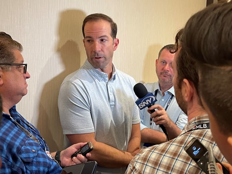 Billy Eppler talking to media GM Meetings 2022