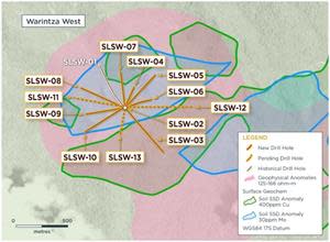 Figure 1 – Plan View of Warintza West Drilling Released to Date